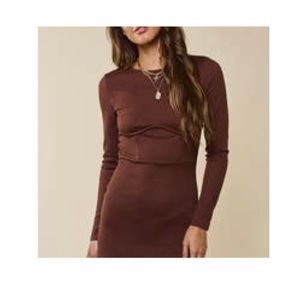 Blue Blush brown ribbed dress